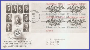 USA3 #1252 ADDR ARTCRAFT FDC PB4 American Music - Imagen 1 de 1