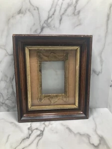 Vtg Wood Picture Frame Dark Brown w/ Gold Tone Fits 8 X 10” - Picture 1 of 17