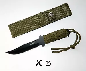 3 X Survivor Full Tang Serrated Back Edge Fixed Blade Outdoor Survival Knife NEW - Picture 1 of 1