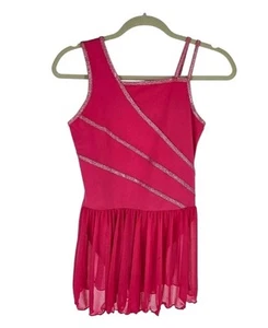 Danskin Pink Skort Romper Girls Size XL 14 / 16 Stretchy Dance Gymnastics Cheer - Picture 1 of 5