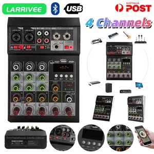 LARRIVEE 4 Channel Audio Mixer Bluetooth Sound Mixing Console Stereo Live DJ USB - Picture 1 of 13