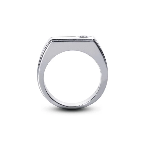 Anillo clásico para hombre de oro de 14 k con diamantes certificados naturales corte redondo E Si1 de 3/4 quilates Foto 1 de 3