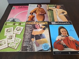 6 Mixed Lot Vintage Fashion Knit Knitting Magazines Clothes Patterns 1940s-70s - Picture 1 of 15