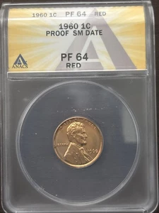 1960 Proof Lincoln Cent - Small Date - ANACS PF64 - Picture 1 of 2