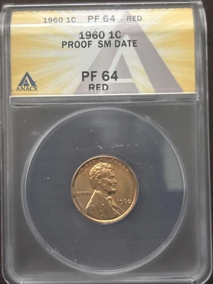 1960 Proof Lincoln Cent - Small Date - ANACS PF64 - Image 1 of 2