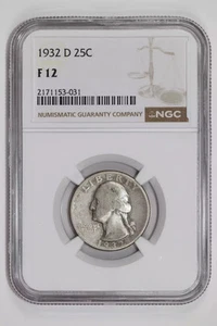 1932-D WASHINGTON QUARTER NGC F12 - Picture 1 of 2
