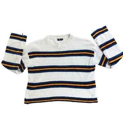 Volcom Women Striped bubble Tea Cropped Fit Sweater Size Medium Beige - Image 1 of 4