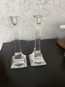 Coppia di portacandele conici in vetro cristallo Villeroy & Boch quadrati - Foto 1 di 6