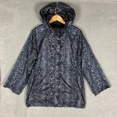Anatomie Jacket Womens Large Gray Snake Print Removable Hood Luxury Windbreaker - Image 1 of 4