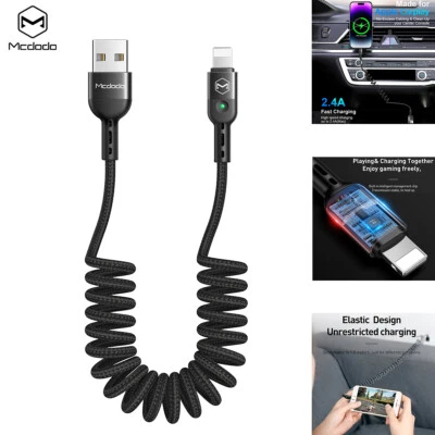 Mcdodo Retractable LED Cable Charger Cord For iPhone XS 14 13 12 11 Pro Max SE 8 - Image 1 of 4