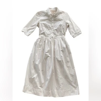 Anthropologie O by Organic white cotton embroidered shirt dress Size small - Image 1 of 4