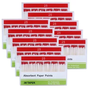10X Dental Absorbent Paper Points 25# Taper.06 Root Endodontics Cleaning - Picture 1 of 14