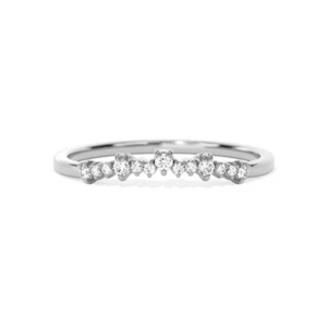 0.10 Ct Natural Round Diamond Eternity Curved Wedding Band Ring 14k White Gold - Picture 1 of 3