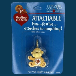 1985 Care Bear Cousins PLAYFUL HEART MONKEY Attachables New on Card - Picture 1 of 9