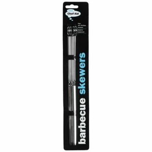 Chef Aid Barbecue Skewers 25.5cm Set of 4 Piece Silver - Picture 1 of 1