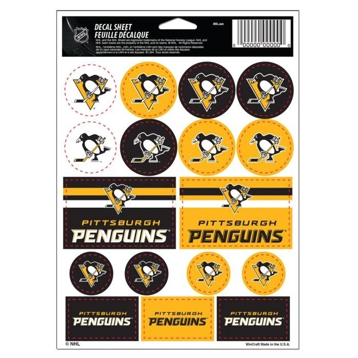 Pittsburgh Penguins  5 x 7 Sticker Sheet Free Shipping - Image 1 of 1