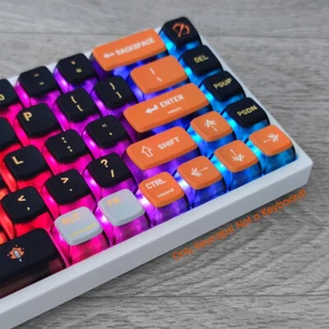 Black Yellow Keycaps set PBT w/ Shine Though Bottom for MX Mechanical Keyboards - Picture 1 of 12