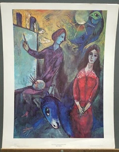 Marc Chagall Vintage Print "The Artist and His Model" 1960's 28.5"×22.5" G-1631 - Picture 1 of 8