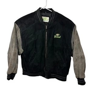 Grolsch Brewery Suede Leather Jacket Embroidered Logo Mens Size XL Black Gray - Picture 1 of 8