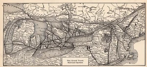 Mapa antiguo del sistema ferroviario Grand Trunk 1914 mapa ferroviario vintage 2242 - Imagen 1 de 4