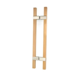Door Handle Wood Stainless Steel Sauna 450 mm Glass Handle Both Sides Beech - Picture 1 of 3