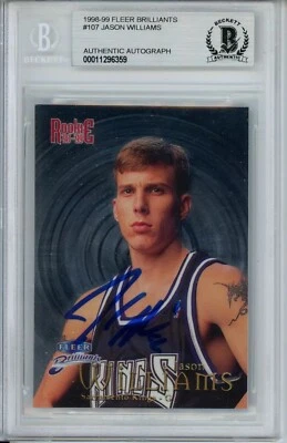 Tarjeta de novato Beckett 107 Fleer Brilliants 1998-99 autógrafo firmado por Jason Williams Foto 1 de 2
