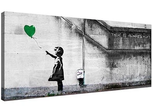 Arte da parete moderna in tela verde di Banksy Palloncino Ragazza - Foto 1 di 4