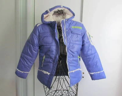 NUEVO CON ETIQUETAS FREE COUNTRY Niñas Chaqueta de Invierno Violeta Con Capucha Forrada de Vellón Talla L Foto 1 de 4