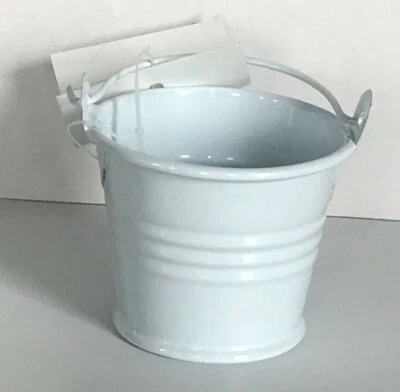 Wedding Favor Containers,Galvanized White Medal Pails with Handle , 12 Piece Set - Image 1 of 4