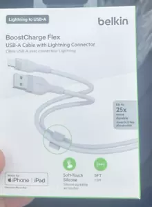 Belkin BoostCharge USB-A to USB-C Soft Touch Silicone Cable, Blue, 5 feet - Picture 1 of 2
