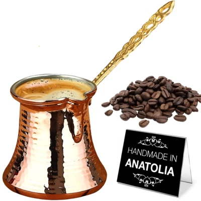 HES GROUP Hakan Turkish Coffee Pot, Stovetop Water Boiler with Handcrafted Copper Material