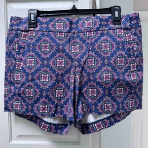 Neu ohne Etikett J. Crew Paisley Medaillon Baumwolle Stretch Chino seitlicher Reißverschluss Shorts Größe 8 blau - Bild 1 von 12