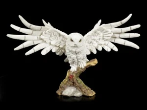 Eulen Figur - Snowy Rest - Schneeeule Uhu Kauz Dekostatue - Bild 1 von 7