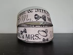 Wedding WIRED ribbon 2" Mr. Mrs. WIRED ribbon 5 Yards~ ships free! - Picture 1 of 1