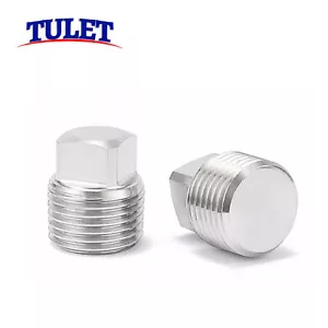 Tappi di chiusura maschili testa quadrata solida in acciaio inox con filettature BSPT e NPT - Foto 1 di 21