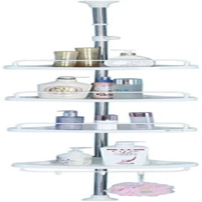 Caddy de poste de ducha de 4 niveles varilla de tensión estante de almacenamiento de esquina ajustable organizador St Foto 1 de 4