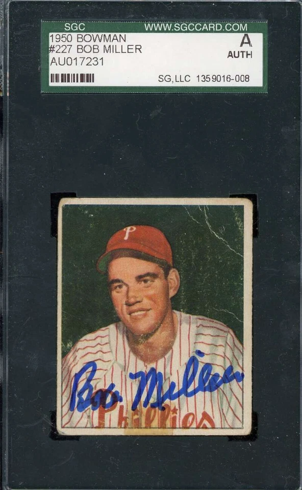 Боб Миллер с сертификатом подлинности SGC 1950 Bowman с автографом - Изображение 1 из 1