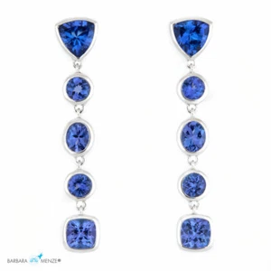 Pendientes by Barbara Menze 750/- oro blanco tanzanita azul 39 cm (22242) - Imagen 1 de 11