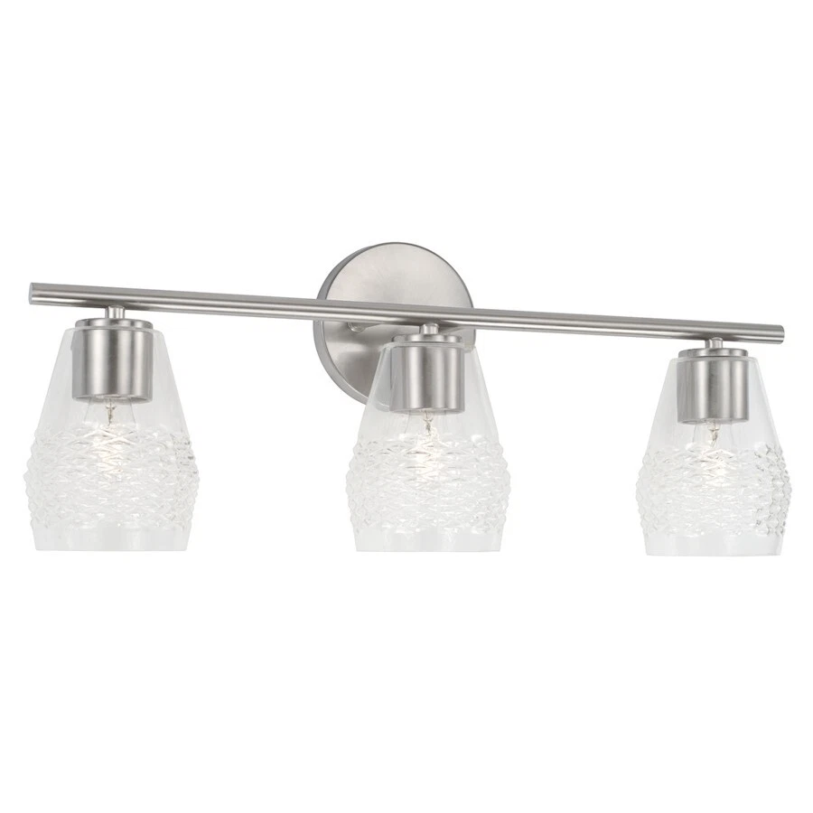 Capital Lighting Dena 3 Light Vanity, Nickel/Diamond Embossed - 145031BN-524 - Image 1 of 1