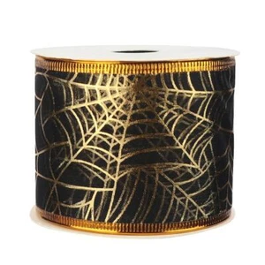 Wired Organza Spiders Web Ribbon 63mm Width, Crafting, Bows, Halloween - Picture 1 of 2