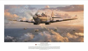 WW2 Canadian Spitfire Mk IX Ace Johnnie Johnson Ltd Print Normandy artist signed - Picture 1 of 10