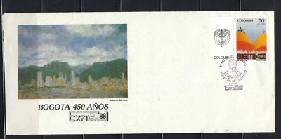 BOGOTA 450 ANNIV- F.D.C.  -LABEL    COLOMBIA'      'EXFILBO'' 1988 - Image 1 of 2