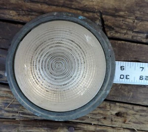 Antique Marine Holophane Glass Prismatic Domed Light Bronze Base - Picture 1 of 5