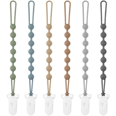 6 Pack Silicone Pacifier Clip with One-Piece Design for Baby Boys and Girls, BPA - Image 1 of 4