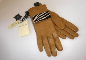 ANTONIO MUROLO ITALIAN TAN LEATHER & FUR GLOVES  NEW w TAGS  sz 7 - Picture 1 of 9