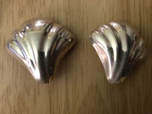 Orecchini Vintage Grandi Conchiglia di Artiglio Gonfia Messico Argento Sterling 925 Clip On 1,5" 21 G - Foto 1 di 8
