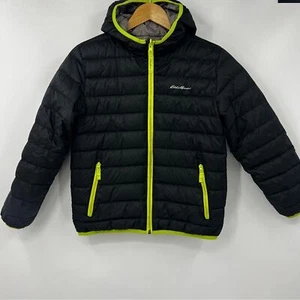 Eddie Bauer Reversible Black Packable Puffer Jacket with Neon Accents Boys Large - Picture 1 of 2