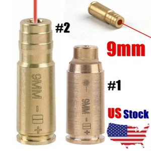 Brass CAL 9mm Red Laser Bore Sight Cartridge Bullet Shap Boresighter + Battery ~ - Picture 1 of 19