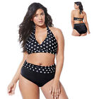Bikini Set Polka Dot Tummy Control Womens High Waist Plus Size Swimsuit