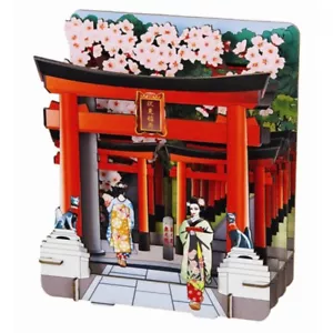 3D puzzle Paper Craft-Shadowbox Fushimi-Inari (Cherry Blossom)-Made In Japan - Picture 1 of 8
